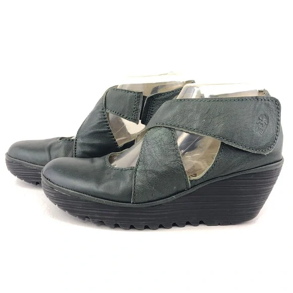 Fly London Yogo Leather Strap Wedge Booties EUR 39 - Picture 2 of 14